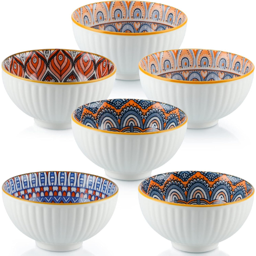 Mandala Porcelain Bowl Set- 6 Pcs with shopsticks