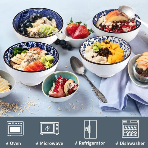 Bohemian Ceramic Bowl Set - 6 Pcs