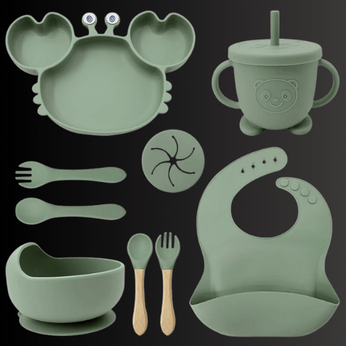9pcs Silicon Baby Feeding Set BPA Free