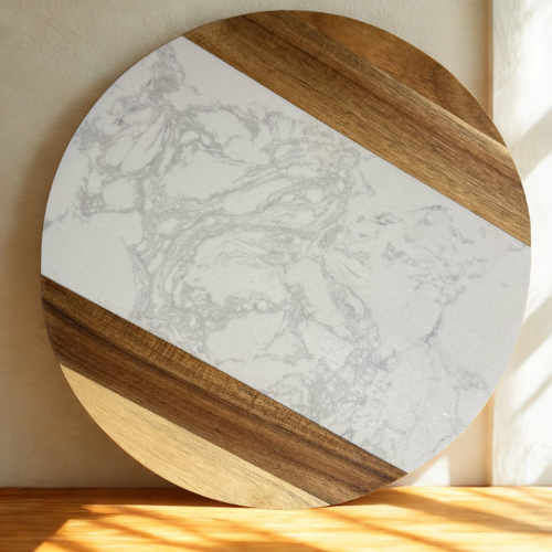 Marble & Acacia Wood Cheese Board 30 and 25 Cm
