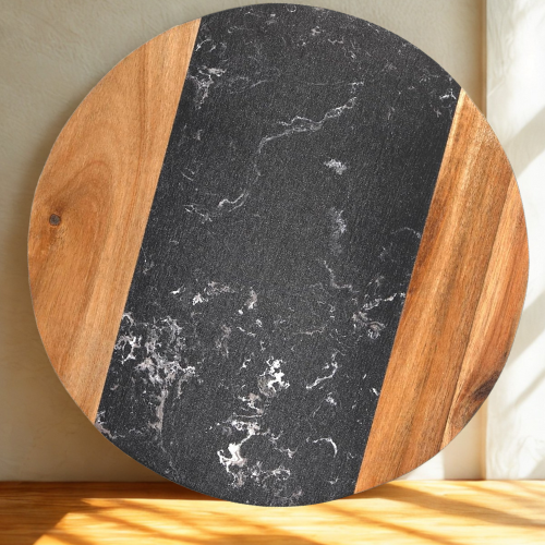 Marble & Acacia Wood Cheese Board 30 and 25 Cm
