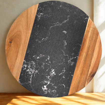 Marble & Acacia Wood Cheese Board 30 and 25 Cm