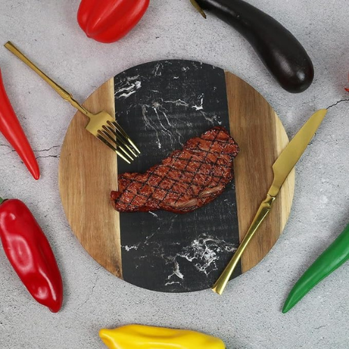 Marble & Acacia Wood Cheese Board 30 and 25 Cm