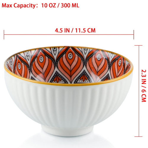 Mandala Porcelain Bowl Set- 6 Pcs with shopsticks