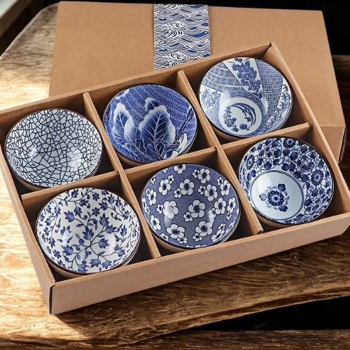 Bohemian Ceramic Bowl Set - 6 Pcs