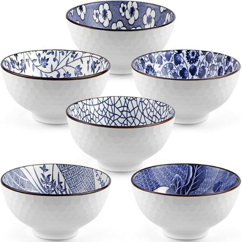 Bohemian Ceramic Bowl Set - 6 Pcs